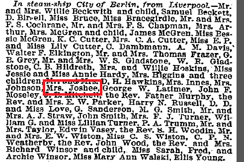 "City of Berlin" First Class Passenger List. Marine Intelligencer section of New York Times. June 1883.