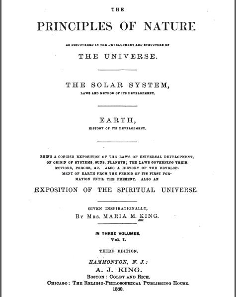 "Principles of Nature" by Maria King. Lofty ideas.