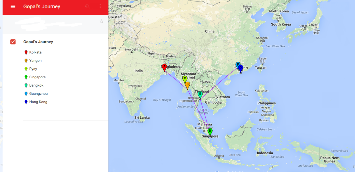 Gopal's travels in Asia.